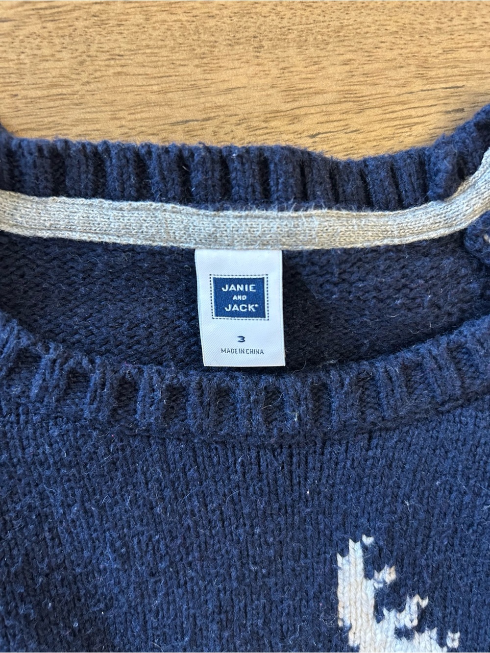Janie and Jack Navy Sweater with Cream Accent - Picture 2 of 5